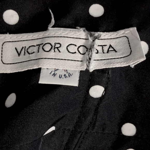 Vintage Victor Costa Navy & White Polka Dot Cocktail Dress - Picture 9 of 10